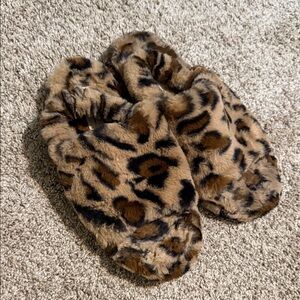 Jessica Simpson Animal Print Faux Fur Slippers